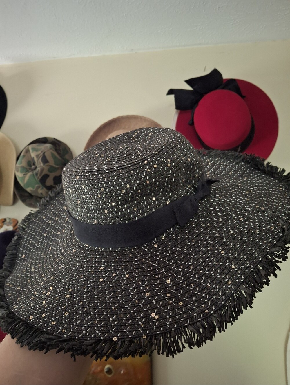 Wide Brim Black And Gold Sun Hat